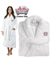 Deluxe Terry cotton with MR & MRS RIGHT WITH CAR CUSTOM TEXT Embroidery bathrobe