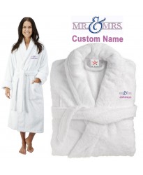 Deluxe Terry cotton with Mr & Mrs Stylish CUSTOM TEXT Embroidery bathrobe