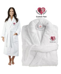 Deluxe Terry cotton with him her naughty angel CUSTOM TEXT Embroidery bathrobe
