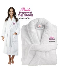 Deluxe Terry cotton with bride property of the groom CUSTOM TEXT Embroidery bathrobe