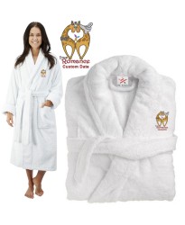 Deluxe Terry cotton with LOVE WITH TRUE ROMANCE CUSTOM TEXT Embroidery bathrobe