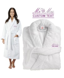 Deluxe Terry cotton with Mr & Mrs HEART CUSTOM TEXT Embroidery bathrobe