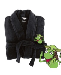 A Baby Y O D A Frog Logo Embroidery on TERRY bathrobe