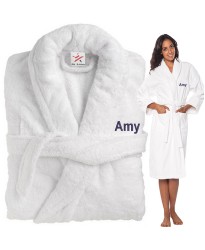 A Custom TEXT Embroidery on FRONT TERRY GIFT COTTON BATHROBE