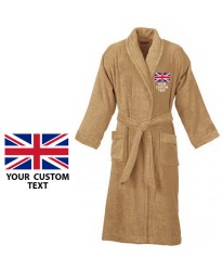 Your country flag and custom text Embroidery logo on bathrobe