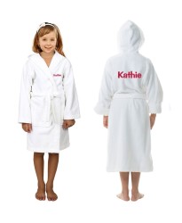 TEXT custom Embroidery Front & Back on Kids Hooded Robes