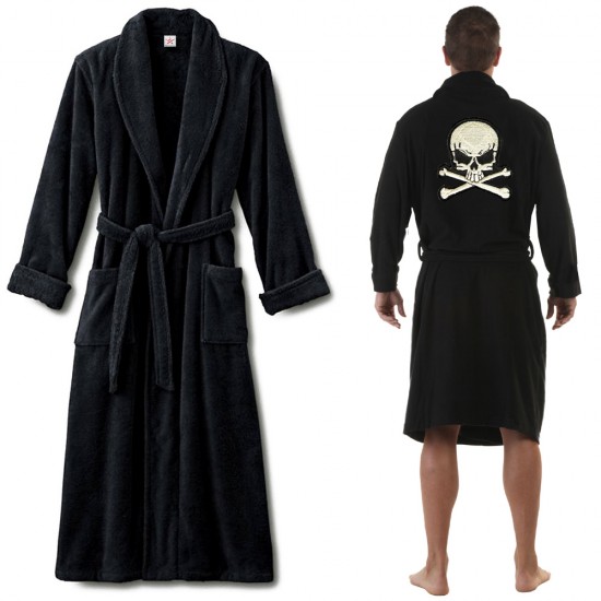 Skull and Bones bathrobe with back skull embroidered