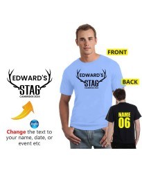 Stag Customised Name Destination & Year Groom's Crew Bachelor Night Adult Printed T-Shirts 