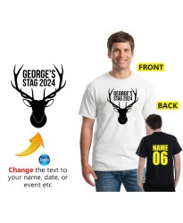 Stag Personalised Name & Year Grooms Squad Stag Party Printed Adult T-Shirt 