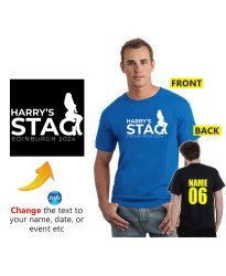 Stag Custom Name Destination & Year Bachelor Bash Groomsmen Printed Adult T-Shirt