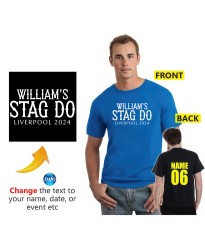 Stag Do Custom Name & Year Football Club Theme Inspired Bachelorhood Printed Adult T-Shirt