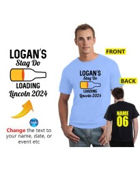 Stag Do Loading Custom Name & Year Groom Squad Sport Club Theme Bachelor Party Printed Adult Tee