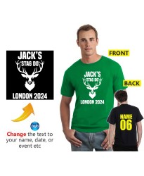 Stag Do Custom Name Destination & Year Bachelor No More Groom Squad Printed Adult T-Shirt