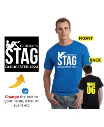 Stag Custom Name Destination & Year Groomsmen Bachelor Bash Printed Adult T-Shirt
