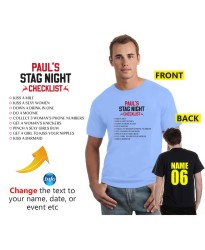 Stag Night Checklist Personalised Name I Do Crew Team Groom Printed Adult T-Shirt