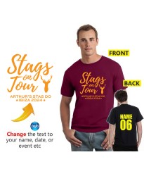 Stag On Tour Personalised Name Destination & Year Stag Do Printed Adult T-Shirt