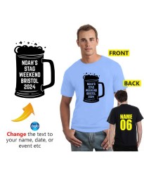 Stag Customised Name Destination & Year Beer Lover Bachelor Bash Printed Adult T-Shirt