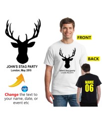 Stag T shirt with moose head personalised with text