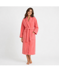 Bathrobe in 100% Cotton Coral Pink