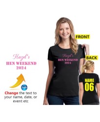 Personalised Hazel's Hen Weekend Custom Text Year Bride To Be Bachelorette Unisex Adult T-Shirt