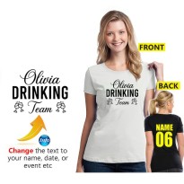 Drinking Team Personalised Custom Text Tee Hen Nightclub Party Unisex Adult T-Shirt