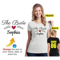 Personalised Bride Custom Text Bridal Shower Unisex Adult T-Shirt