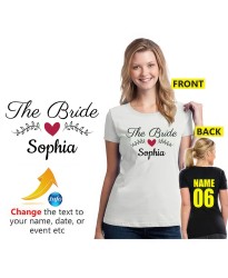 Personalised Bride Custom Text Bridal Shower Unisex Adult T-Shirt