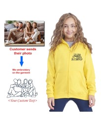 YOUR PHOTO EMBROIDERY ON CLASSIC KIDS ZIP UP HOODIE | MEMORY GEMS