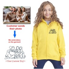 YOUR PHOTO EMBROIDERY ON CLASSIC KIDS ZIP UP HOODIE | MEMORY GEMS