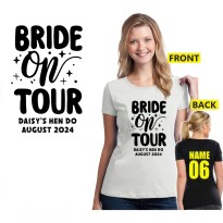 Bride On tour Daisy's Hen Do August 2024 Hen's Night Bachelorette Party Customised Unisex Adult T-shirt