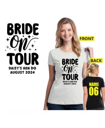 Bride On tour Daisy's Hen Do August 2024 Hen's Night Bachelorette Party Customised Unisex Adult T-shirt