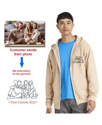 YOUR PHOTO EMBROIDERY ON CLASSIC ZIP UP HOODIE | MEMORY GEMS