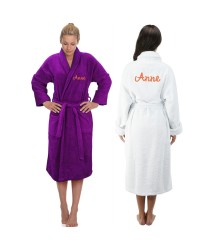 A Back and Front Custom Font TEXT Embroidery Bathrobe