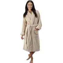 Beige Luxury Velour Cotton Sustainable Ecological Organic Bathrobe