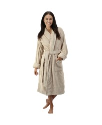 Beige Luxury Velour Cotton Sustainable Ecological Organic Bathrobe