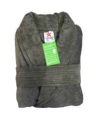 A Charcoal Grey Luxury Velour Cotton Sustainable Ecological Organic Bathrobe