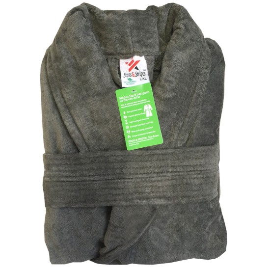 A Charcoal Grey Luxury Velour Cotton Sustainable Ecological Organic Bathrobe