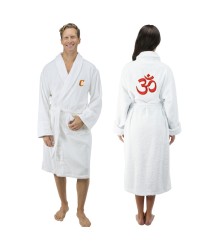 Om Logo and custom name TEXT Embroidery Bathrobe