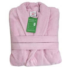 Light Pink Luxury Velour Cotton Sustainable Ecological Organic Bathrobe
