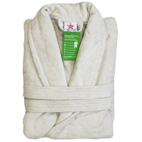 A Silver Grey Luxury Velour Cotton Sustainable Ecological Organic Bathrobe