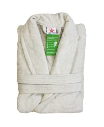 A Silver Grey Luxury Velour Cotton Sustainable Ecological Organic Bathrobe