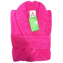 A Fuchsia Luxury Velour Cotton Sustainable Ecological Organic Bathrobe