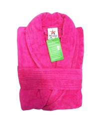 A Fuchsia Luxury Velour Cotton Sustainable Ecological Organic Bathrobe