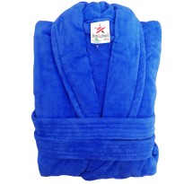 Royal Blue Luxury Velour Cotton Sustainable Ecological Organic Bathrobe