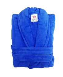 Royal Blue Luxury Velour Cotton Sustainable Ecological Organic Bathrobe