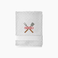 Personalised Embroidered BBQ Towel – Custom Name Text -  Grill Tools Design – Kitchen Gift for Grill Masters & Outdoor Cooks