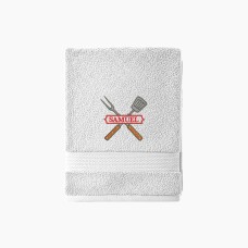 Personalised Embroidered BBQ Towel – Custom Name Text -  Grill Tools Design – Kitchen Gift for Grill Masters & Outdoor Cooks