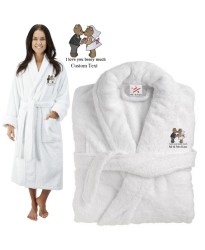 Deluxe Terry cotton with i love you beary much CUSTOM TEXT Embroidery bathrobe