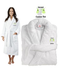 Deluxe Terry cotton with bridal brigade CUSTOM TEXT Embroidery bathrobe
