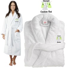 Deluxe Terry cotton with bridal brigade CUSTOM TEXT Embroidery bathrobe